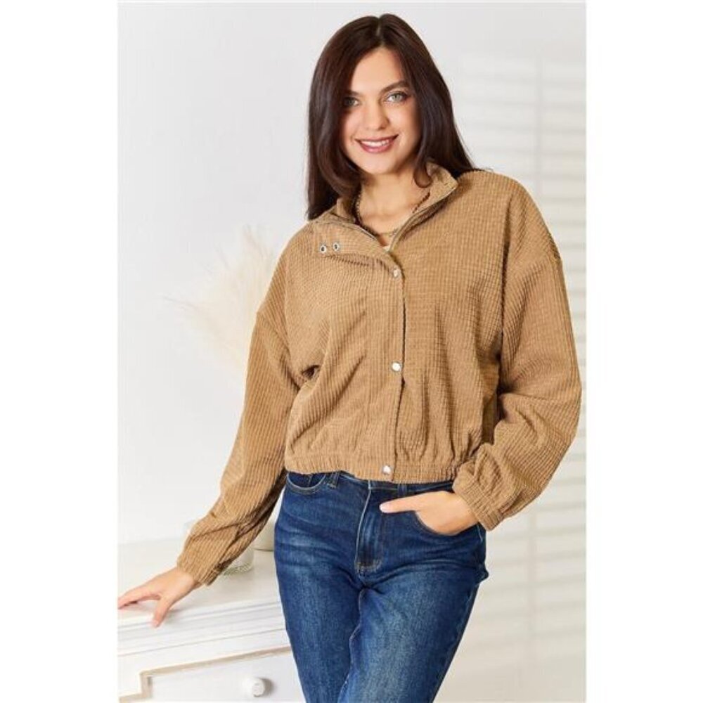 Perfee Long Sleeve Dropped Shoulder Jacket